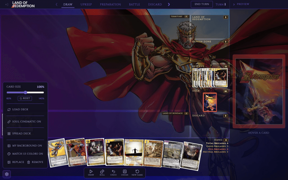 Switching a custom background off and on; the table and menu colors follow