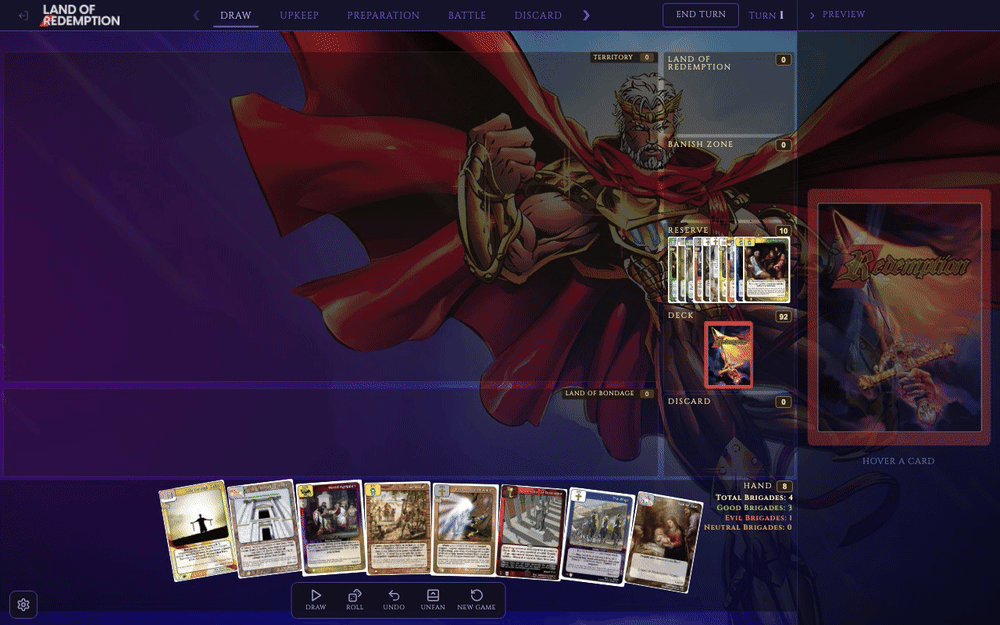 Spread Deck lays the whole deck out by type; Gather Deck puts it back